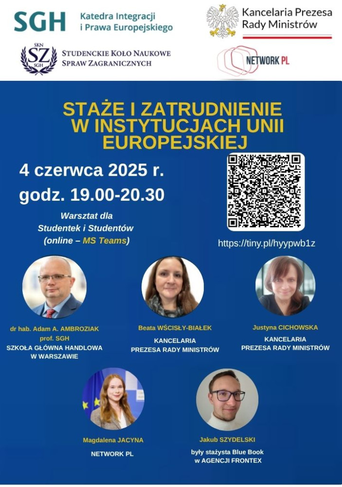 Staże i zatrudnienie w EU - plakat