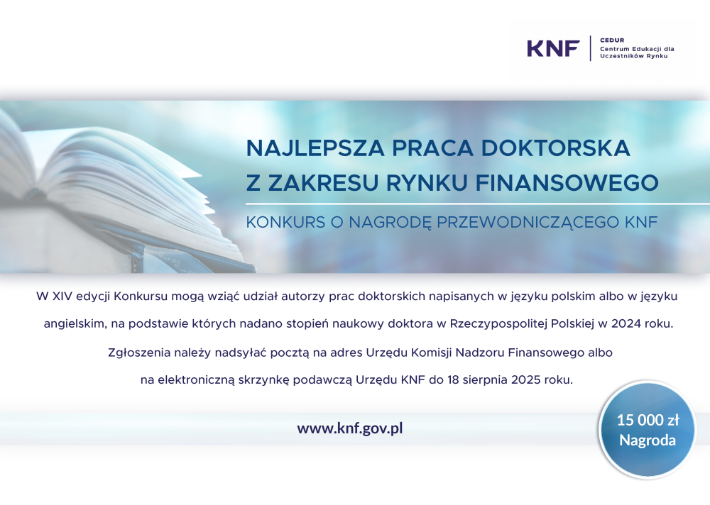XIV edycja Konkursu o Nagrodę Przewodniczącego KNF - grafika informacyjna