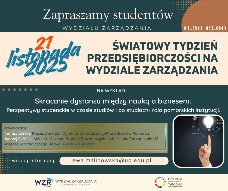 Światowy tydzień przedsiębiorczości na Wydziale Zarządzania - plakat