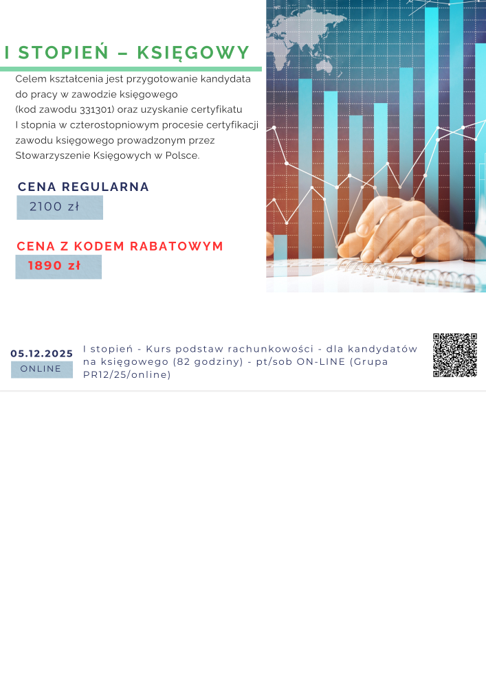 oferta na kursy certyfikowane z rachunkowości oraz kadry i płace- plakat