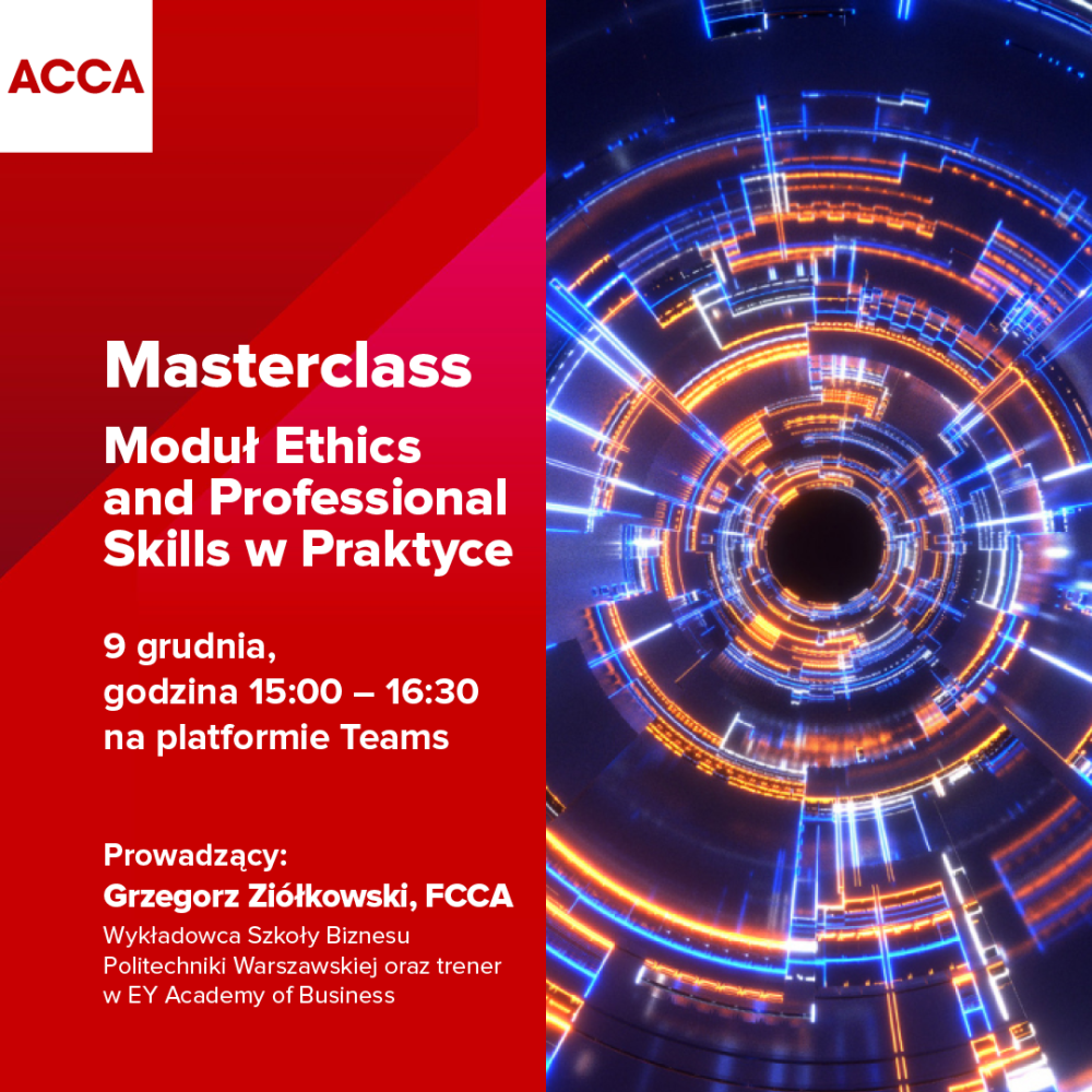 ACCA mastreclass - plakat zaproszenie na wykład