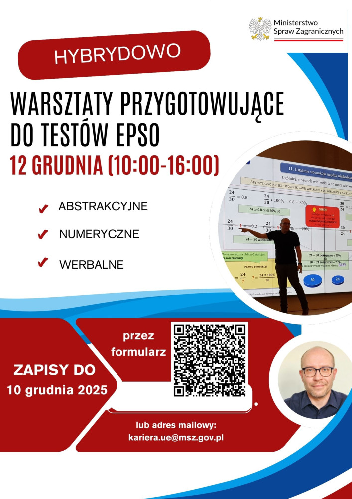 Warsztaty przygotowujące do testów EPSO - plakat