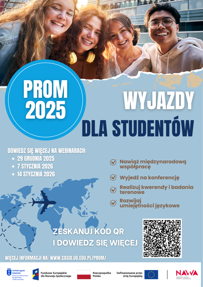wyjazdy zagraniczne w ramach projektu prom- plakat
