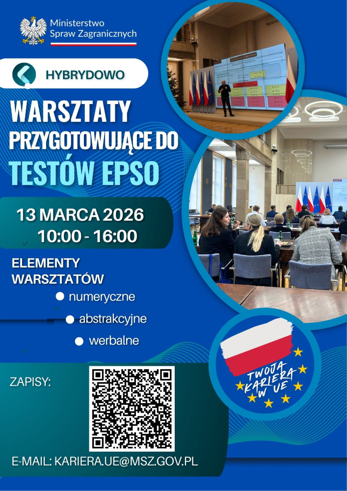 Warsztaty przygotowujące do testów EPSO - plakat