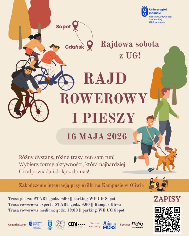 rajd rowerowy i rajd pieszy UG- plakat