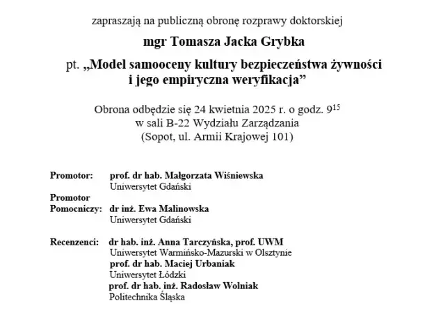 Przewodniczący i Rada Dyscypliny Nauki o…