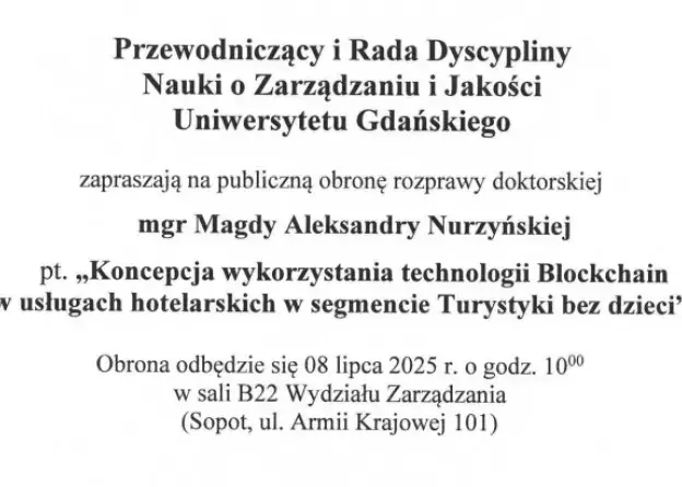 Publiczna obrona rozprawy doktorskiej mgr Magdy…